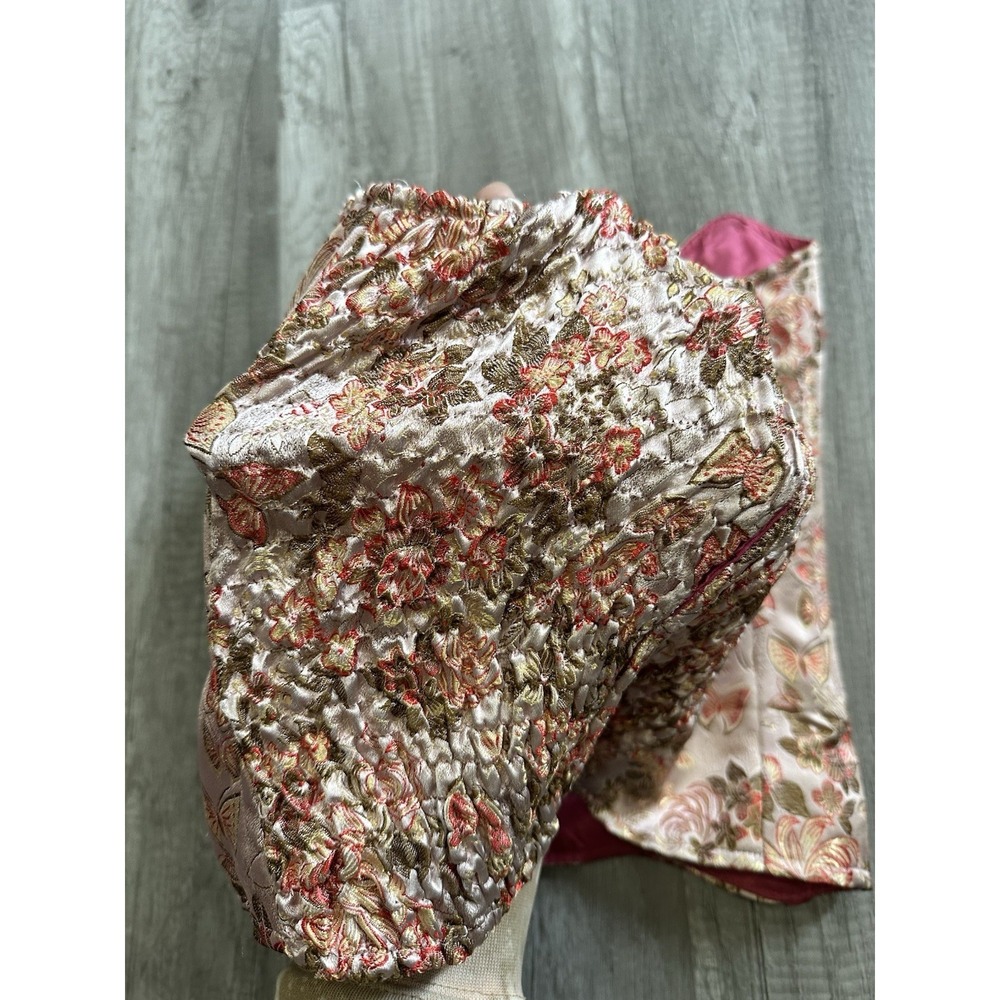 Betsy Johnson Strapless Brocade Butterfly Pink Velvet Sweetheart Corset Size 6 - Picture 8 of 16